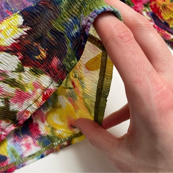 VINTAGE ALBERTO MAKALI semi-sheer v neck stretch crepe top - Picture 5 of 5